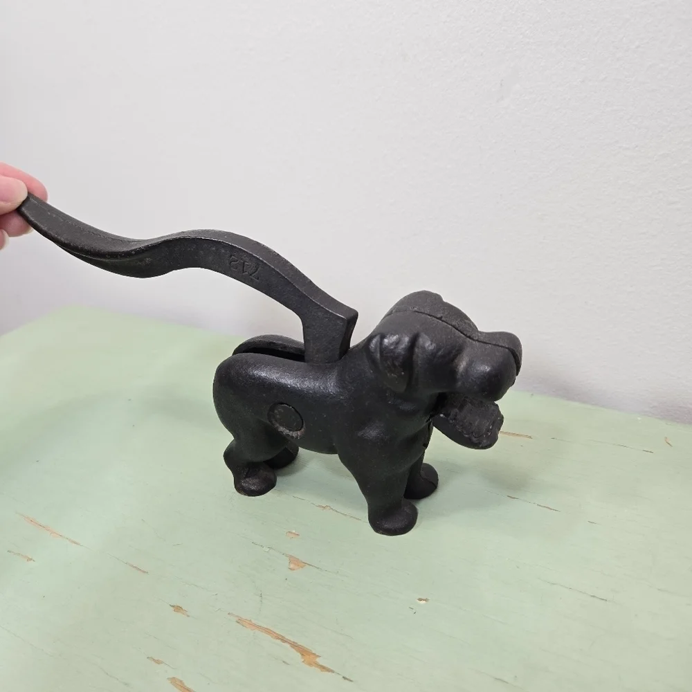 Cast Iron Vintage Black Dog Nutcracker Decor